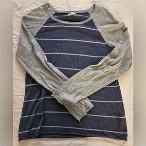 Sonoma Blue and Gray Striped Long Sleeve Tee